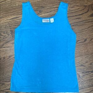 Chico's Travelers Blue Fitted Sleeveless Tank Top